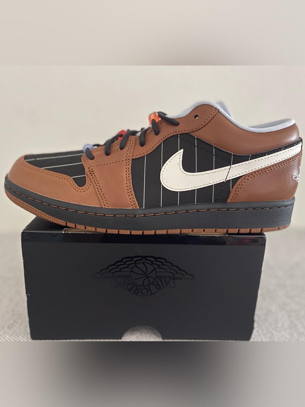 Size 9.5 - Nike Air Jordan 1 Low Black Sail British Tan IR7560-010 Men’s NEW